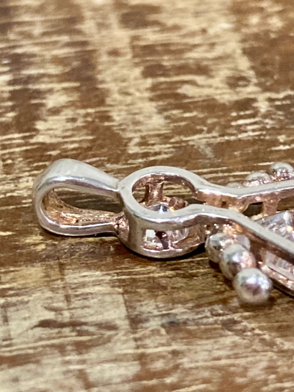 Silver Tone Woman / Mom Pendant with Clear Stones - Picture 8 of 10